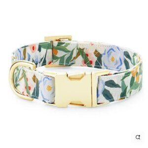 The Foggy Dog Gathered Floral Print Dog Collar NEW Medium Blue Pink Pet Gift